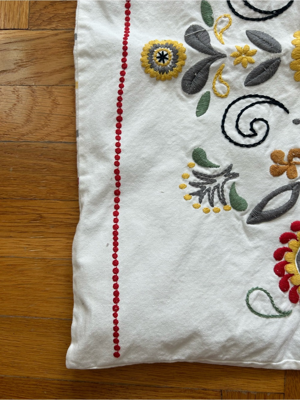 IKEA Embroidered Floral Pillow Cases- White with Red, Yellow & Green - Picture 3 of 5